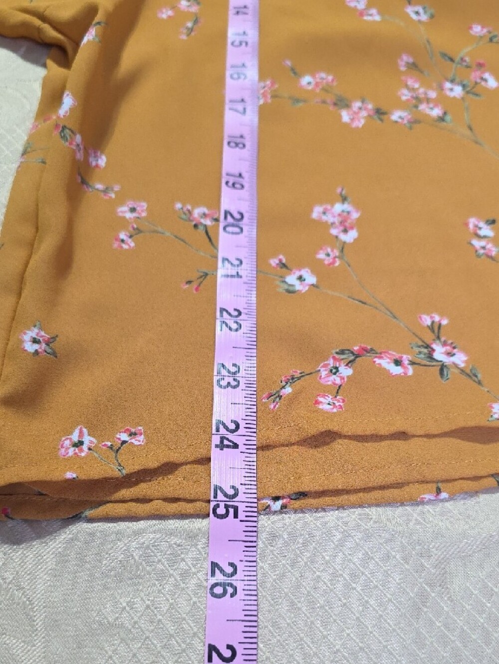 Express Mustard Floral Side-Tie Wrap Top Size L - Picture 12 of 12